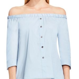 Solid Off-the-Shoulder Blouse in Periwinkle Blue